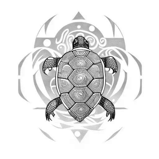 a Maori style turtle with messy and not symmetrical tattoo design idea