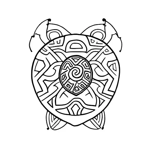 a Maori style turtle with messy and not symmetrical tattoo design idea