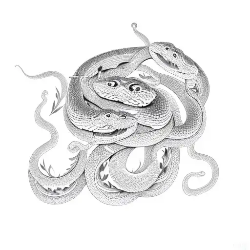 The snake protects the jasmine flower tattoo design idea