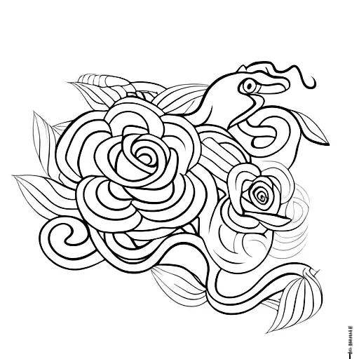 Snake with jasmine flower tattoo design idea