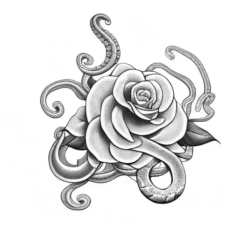 Snake with jasmine flower tattoo design idea