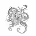 The snake protects the jasmine flower tattoo design idea
