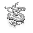 Snake with jasmine flower tattoo design idea