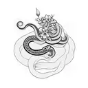 Snake with jasmine flower tattoo design idea
