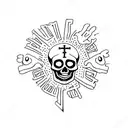 skeleton hands praying with text that says "heads down pray for me" tattoo design idea
