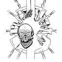 skeleton hands praying with text that says "heads down pray for me" tattoo design idea
