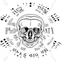 skeleton hands praying with text that says "heads down pray for me" tattoo design idea