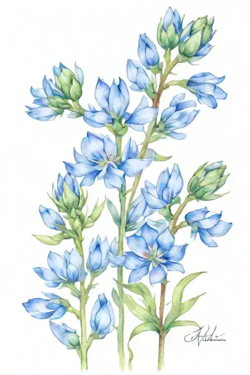 bluebonnets, indian paintbrushes and lightning bugs tattoo design idea