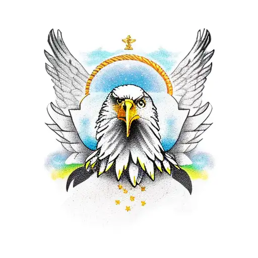 Eagle wearing a laurel wreath tattoo design idea