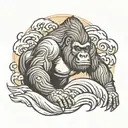 gorilla japanese waves tattoo design idea