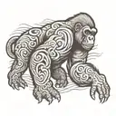 gorilla japanese waves tattoo design idea