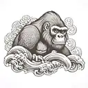 gorilla japanese waves tattoo design idea