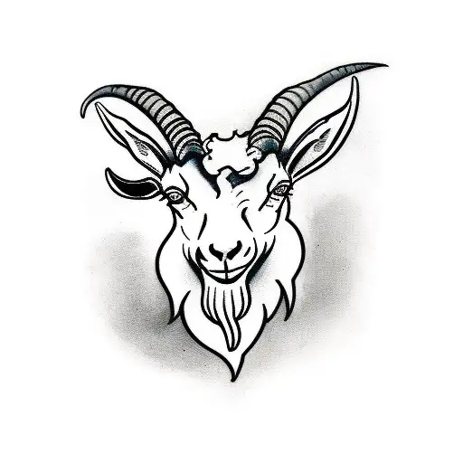 Minimalistic black ink goat tattoo on Craiyon
