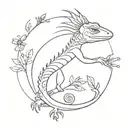 HIPPIE FEMALE LIZARD tattoo design idea