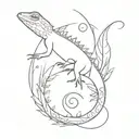 HIPPIE FEMALE LIZARD tattoo design idea