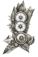 mountains , compass intertwined tattoo design idea