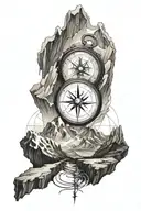mountains , compass intertwined tattoo design idea