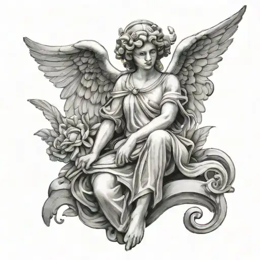 angel statue tattoo design idea