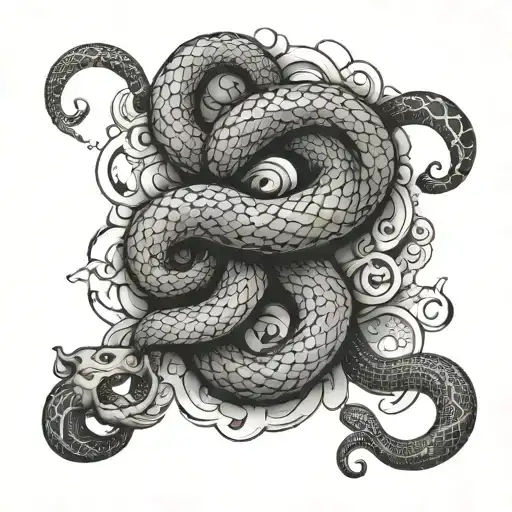 cloudy, snakeskin symbols tattoo design idea