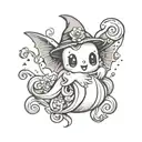 cute ghost tattoo design idea