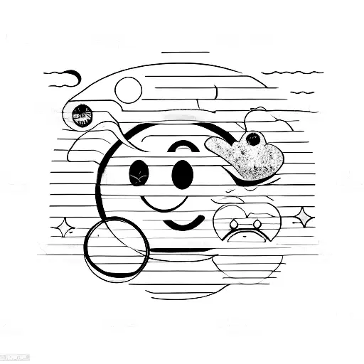 smiley face sad eyes tattoo design idea