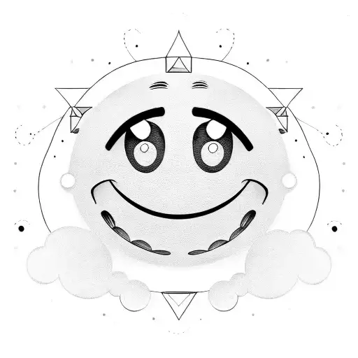 smiley face sad eyes tattoo design idea