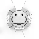 smiley face sad eyes tattoo design idea