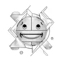 smiley face sad eyes tattoo design idea