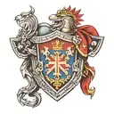medival armor shoulder with a croatian coat of arms tattoo design idea