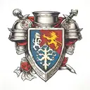 medival armor shoulder with a croatian coat of arms tattoo design idea