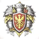 medival armor shoulder with a croatian coat of arms tattoo design idea