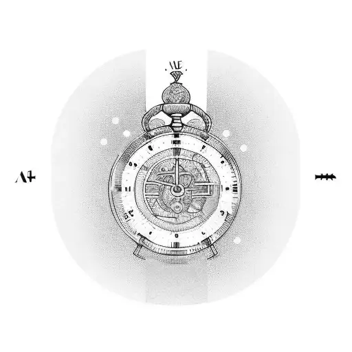 A stoic figure holding an hourglass with the words 'Carpe Diem' engraved on it tattoo design idea