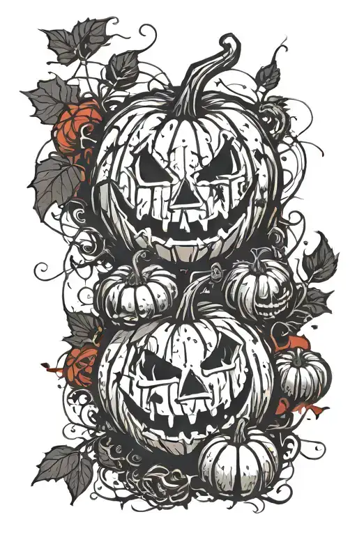 spooky halloween pumpkins tattoo design idea