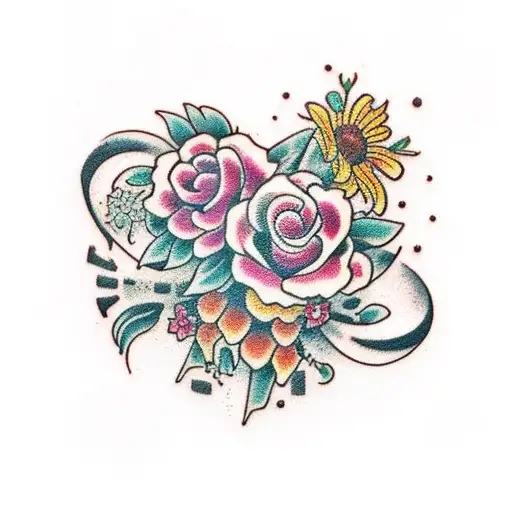 muchas flores tattoo design idea