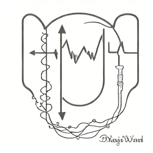 magic wand and ekg line tattoo design idea