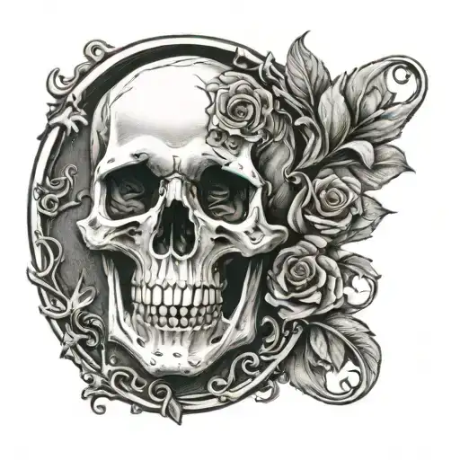 momento mori on a coin with half himan face, half skull tattoo design idea