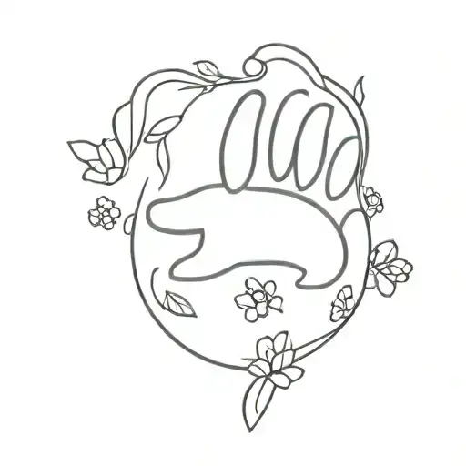 dachshund paw print with rabbit holding tattoo design idea