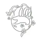 dachshund paw print with rabbit holding tattoo design idea
