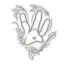 dachshund paw print with rabbit holding tattoo design idea