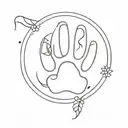 dachshund paw print with rabbit holding tattoo design idea