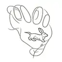dachshund paw print with rabbit holding tattoo design idea
