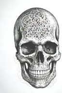 Skull engulfed in flames tattoo design idea