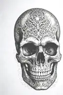 Skull engulfed in flames tattoo design idea