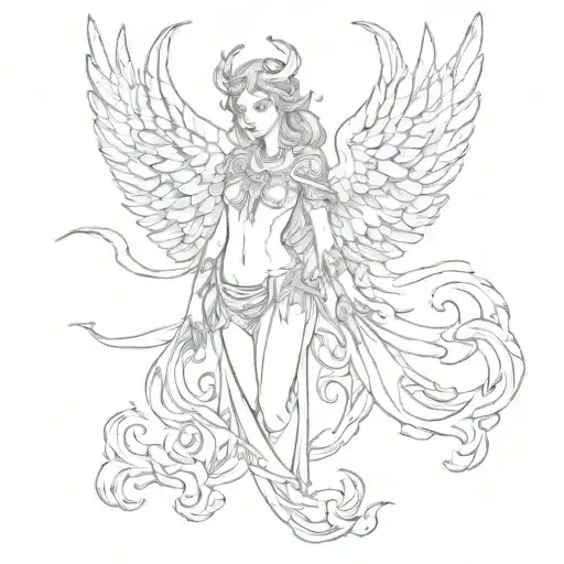 A seraph with six wings and eyes like fire I'm tattoo design idea