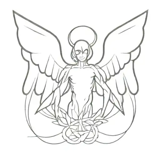 A seraph with six wings and eyes, no body shaped like tattoo design idea