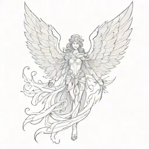 A seraph with six wings and eyes, no body shaped like tattoo design idea