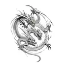 good dragon and an evil dragon fighting tattoo design idea