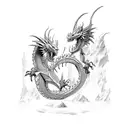 good dragon and an evil dragon fighting tattoo design idea