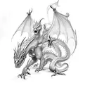 good dragon and an evil dragon fighting tattoo design idea