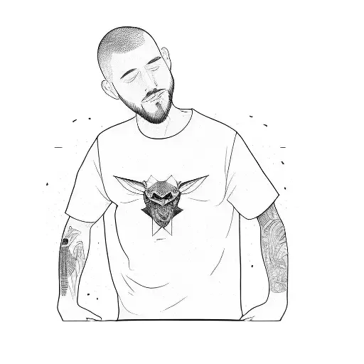 a man wearing a big rick club t - shirt tattoo design idea